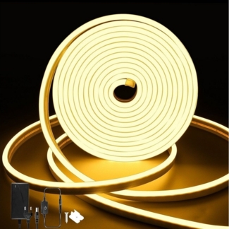 OULENBIYAR LED Stripe LED Strip 12V Dimmbar Neon LED Streifen, 5M Wasserdicht Lichtband IP65, Silikon DIY Flexibel Lichtleiste mit Netzteil und Controller für Deko