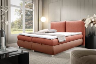 Boxspringbett Schlafzimmerbett VALENTIN 160x200cm Stoff Neve-Vega Rostbraun