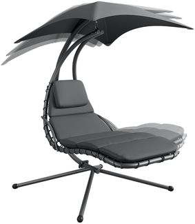STEELSØN 'Nyria' Schwebeliege mit Sonnenschirm, Hängeliege mit Sitzpolstern, wetterfest, bis 120 kg belastbar, anthrazit