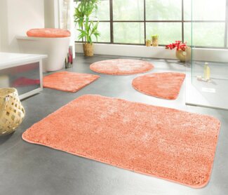 KiNZLER Badematte Chaozhou, Höhe 20 mm, rutschhemmend beschichtet, fußbodenheizungsgeeignet, Polyester, rechteckig, 2er-Set rechteckig 55x50 cm / rechteckig 70x120 cm, Badteppich, Uni Farben, weich, als rechteckig, rund & Set erhältlich