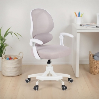 IDIMEX Drehstuhl ISLA, Schreibtischstuhl mit Fußstütze ergonomisch höhenverstellbar Grau