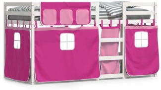 vidaXL Etagenbett mit Vorhängen Rosa 90x200 cm Massivholz Kiefer 3283897