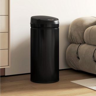 HOMCOM Mülleimer 30 Liter Sensor-Mülleimer mit Soft-Close-Funktion, aus Edelstahl für hygienische Küchen, Büros, Schwarz