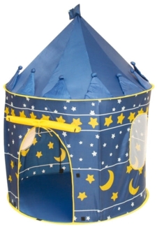 roba Spielzelt & Kinderzelt 'Mond und Sterne' - Spielhaus aus Stoff - inkl. Tasche - Blau / Gelb