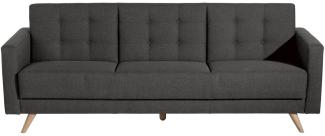 Julian Sofa 3-Sitzer mit Bettfunktion Flachgewebe Anthrazit Buche Natur