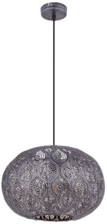 LED Pendellampe, Orientalisch, Metallschirm, silber, D 30 cm