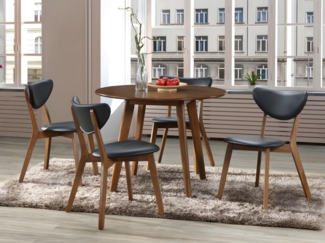 Vente-unique - Stuhl 6er-Set - Kunstleder & Massivholz - Schwarz & Nussbaumfarben - LISETTE