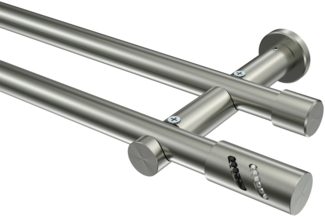 Gardinenstangen-Set Platon Zoena 480 cm (geteilt in 3 x 160 cm), 2-läufig (ohne Ringe), 20 mm Ø Edelstahl-Optik