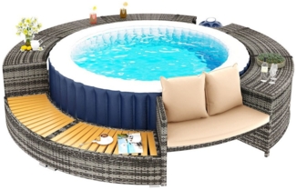 Odikalo Whirlpool Spa-Pool Gartenmöbel-Set Stauraum Lounge-Set verstellbaren Füßen