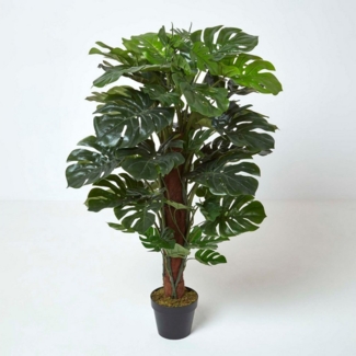 Kunstbaum Monstera Kunstpflanze mit Stab im Topf - 120 cm, Homescapes, Höhe 120 cm