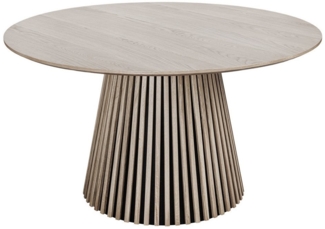 riess-ambiente Esstisch VALHALLA WOOD 120cm grau · runder Küchentisch im Japandi-Design (Einzelartikel, 1-St), 4 Personen · Säulenfuß aus Massivholz · Eiche