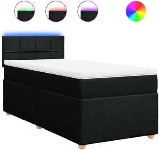 vidaXL Boxspringbett mit Matratze Schwarz 80x200 cm Stoff 3288809
