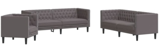 vidaXL 3-tlg. Chesterfield-Sofa-Set Grau Kunstleder 3209270