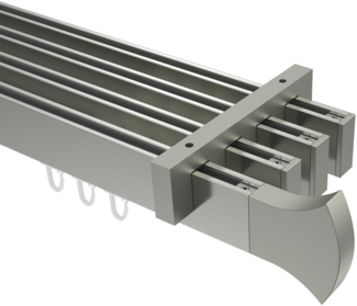 Innenlauf-Gardinenstangen-Set Smartline Conex 240 cm (geteilt in 2x120 cm), 4-läufig, 14x35 mm Edelstahl-Optik