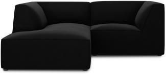 Micadoni 3-Sitzer Samtstoff Modular Ecke links Sofa Ruby | Bezug Black | Beinfarbe Black Plastic