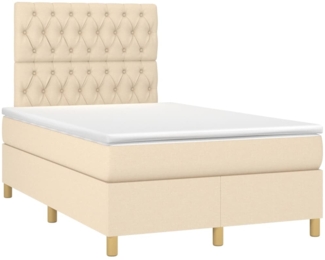 vidaXL Boxspringbett mit Matratze Creme 120x190 cm Stoff 3269956