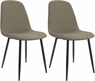 CLP 2er Set Esszimmerstuhl Maryam gepolstert mit Rückenlehne,taupe Stoff