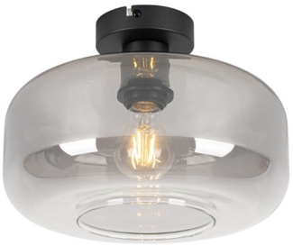 Qazqa Deckenleuchte Bizle, ohne Leuchtmittel, E27, Grau, Art Deco, Glas, 1-flammig