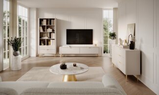 Compleo Wohnzimmer-Set (TV-Schrank, Kommode, Regal) Glamour-Design BELLO