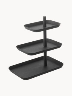 Yamazaki 4281 TOWER Etagere mit 3 Ebenen, schwarz, Stahl, Minimalistisches Design
