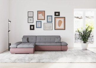 DOMO collection Ecksofa Moric, L-Form, XXL-Sofa - Breite 300cm, wahlweise mit Bettfunktion und Armteilverstellung, beere-grau