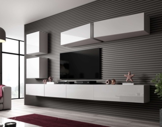 99rooms Vago SLATE V Wohnwand Weiß Matt Weiß Hochglanz