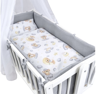 Baby-Delux Stubenbett Babywiege Komplettset, Schaukelwiege Weiß 90x40 cm Komplett Bettset Wiegenset
