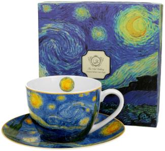 DUO ART GALLERY Tasse 270 ml STARRY NIGHT mit Untertasse, New Bone China Porzellan