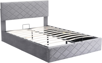 ComfortXL Polsterbett-BB054, Massivholz, Grau, 212x149x98cm