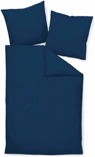 Hochwertige Janine Soft-Seersucker Bettwäsche PIANO | Verschiedene Grössen und Farben 200x220 / 2x 80x80 cm marine (82)