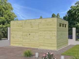 Alpholz Gerätehaus QB (optional mit Schleppdach Gartenhaus aus Holz in Grün Holzhaus mit 28 mm Wandstärke Blockbohlenhaus mit Montagematerial