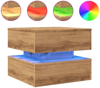 vidaXL Couchtisch mit LED-Leuchten Artisan-Eiche 50x50x40 cm 857717