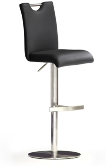 Barstuhl 'Bardo II' - Leder Schwarz - Edelstahl