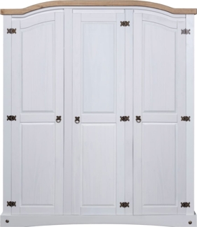 vidaXL Kleiderschrank Mexiko-Stil Kiefernholz 3 Türen Weiß 282622