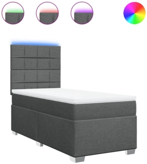vidaXL Boxspringbett mit Matratze Dunkelgrau 80x200 cm Stoff 3292616