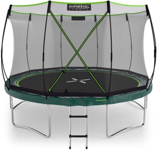 KINETIC SPORTS Trampolin Federlos-Design 'Bungee Safety Elite' - AirMAXX Sprungtuch-Technologie, Ultraleise, Outdoor Gartentrampolin für Kinder & Erwachsene, Ø 366 cm