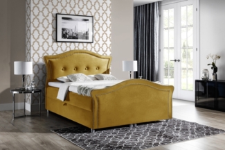 99rooms Marlon Lux Boxspringbett Velours 180x200 cm Gelb