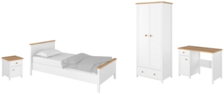 Jugendzimmer-Set Story 4-teilig weiß Nash Eiche inkl. Matratze
