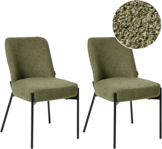 Set mit 2 Stühlen MALIN Bouclé Dunkelgrün