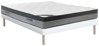 Vente-unique - Bett-Set 160 x 200 cm, Polsterbett + Hybridmatratze 7-Zonen-Taschenfederkern & Memory-Schaum, Höhe 30 cm - ILYROS von YSMÉE