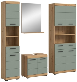 INOSIGN Badmöbel-Set Siena, 4 teilig, bestehend aus:, (Set), Hochschrank, Waschbeckenunterschrank, Badspiegel, Hochschrank breit