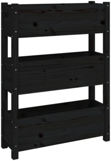 vidaXL Pflanzkübel Schwarz 77x25x104,5 cm Massivholz Kiefer 823938