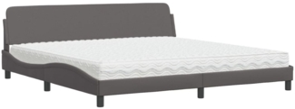 vidaXL Bett mit Matratze "Dover" Grau 200x200 cm Kunstleder 3208480