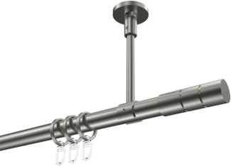 Gardinenstangen-Set Sonette Elanto 360 cm (geteilt in 2x180 cm), 1-läufig, 20 mm Ø Edelstahl-Optik