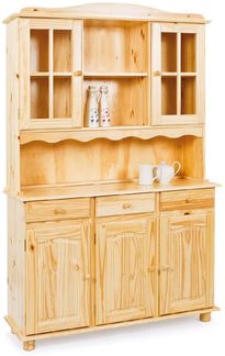 Dmora Sideboard mit drei Türen und drei Schubladen, Farbe Eiche hell, 130 x 198 x 32 cm