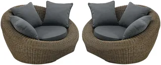 Vente-unique - WHITEHEAVEN Gartensitzgruppe Harz Braun - B 107 cm x H 66 cm x L 101 cm