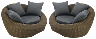Vente-unique - Gartensessel 2er-Set - Polyrattan - Holzfarben dunkel - WHITEHEAVEN von MYLIA