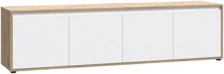 Lowboard >Skelpe< 4 Türen, Weiß/ Artisan Eiche Dekor - 188,3 x 49,7 x 42 cm (BxHxT)