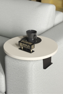 Verstellbares Sofa-Armlehnen-Tablett 10x32 cm Spanplatte/metall/pvc Creme 89322000 [en. casa]