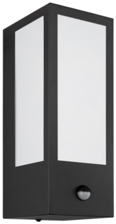 Außen Wandleuchte, Bewegungsmelder, schwarz, opal, H 32 cm